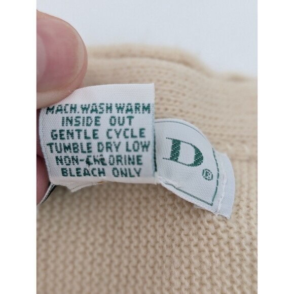 Izod Preppy Collegiate Cream Button Up Logo Vintage Cardigan Sweater Size Large - Picture 4 of 8